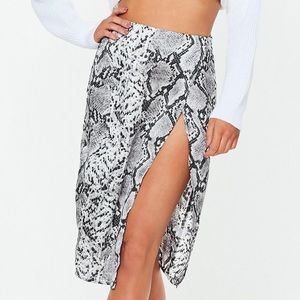 Snake Print Wrap Midi Skirt